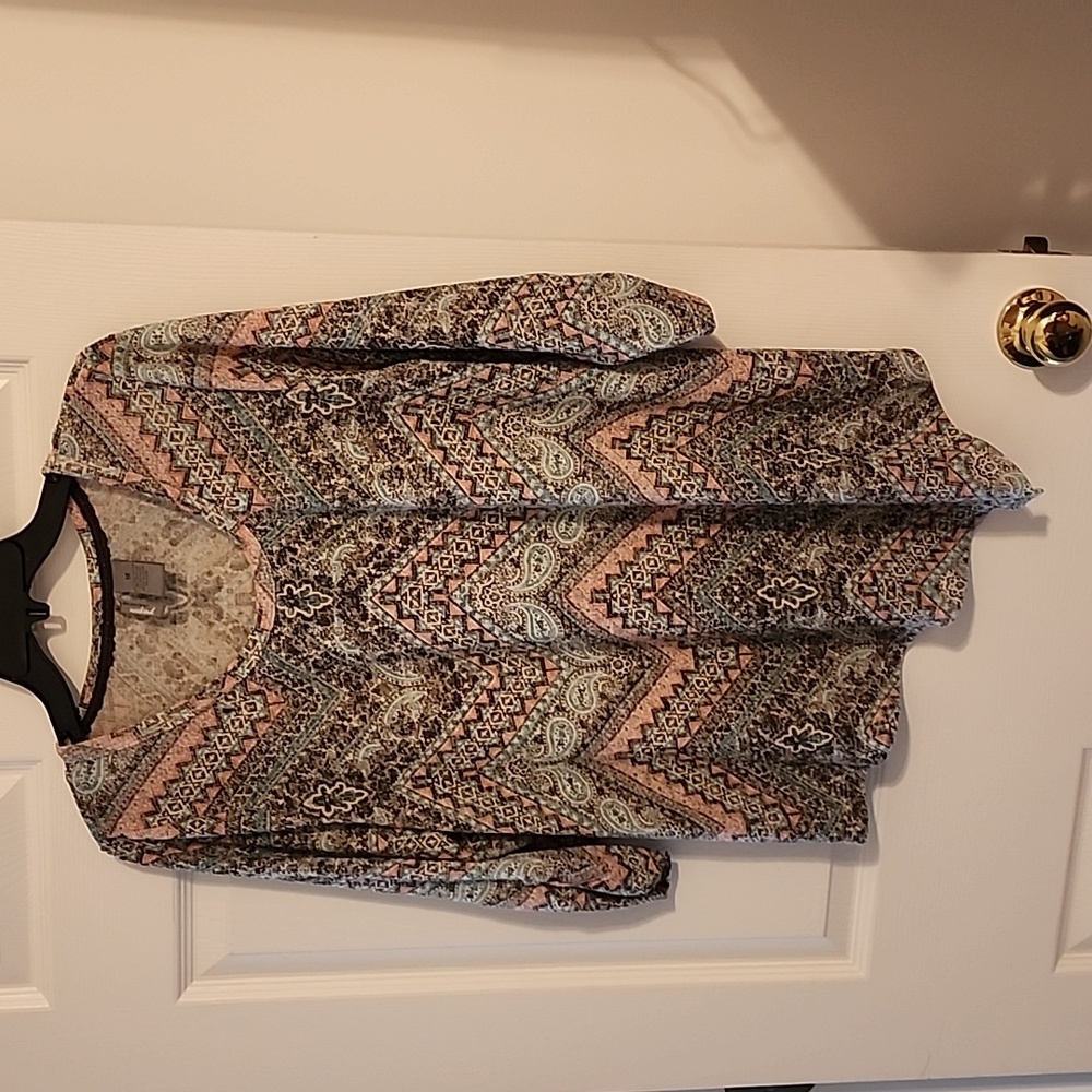 New Directions weekend shirt, sz 1X, multi pattern